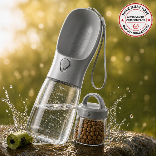 Here Must Have™  Portable Pet Water Bottle & Food Dispenser