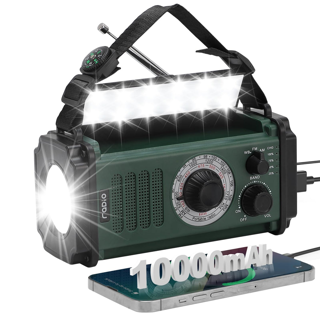 Here Must Have™ "Emergency Survival Weather Radio with Flashlight Portable Hand Crank"
